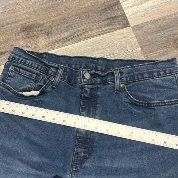 Levis 514 Faded Dark Wash Blue Mens 36x30 Straight‎ Fit Denim Jeans Red Tab - Picture 13 of 14